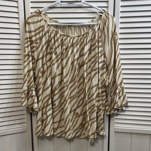Chain Pattern Cream Blouse